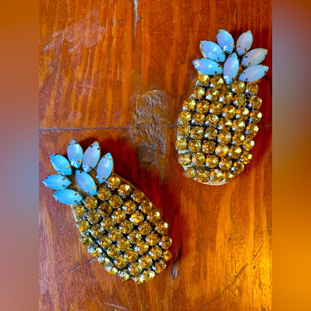 Vintage Pineapple Rhinestones Appliqués Shoes Bags Clothes Embellishment Jewelry